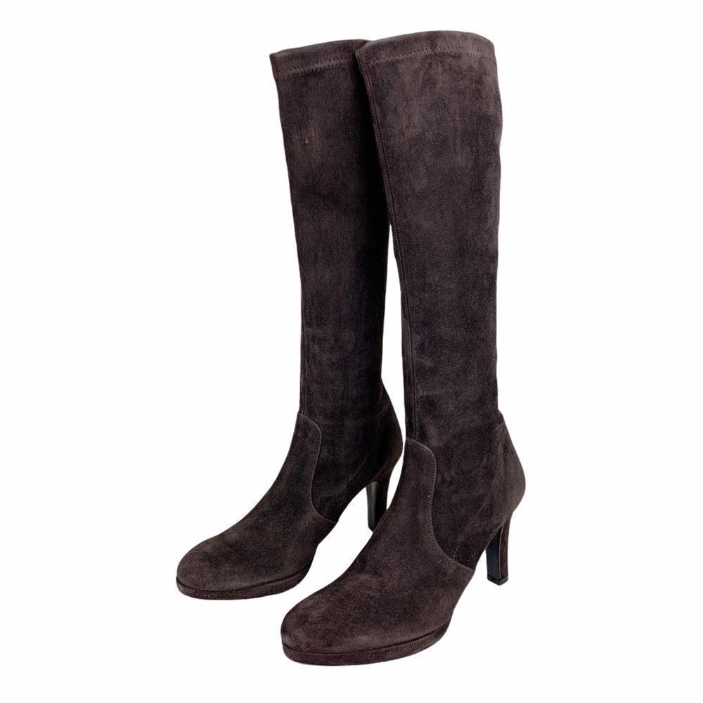 Graffiti‎ Brown Suede Platform Heel Pull-On Boots Sz 7.5